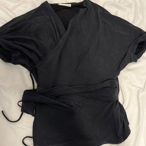 NORDSTROM LUSH GRAY WRAP KIMONO BLOUSE ADJUSTABLE WRAP TOP